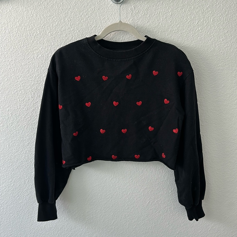 beach riot cropped red heart sweater see matching shorts size small
